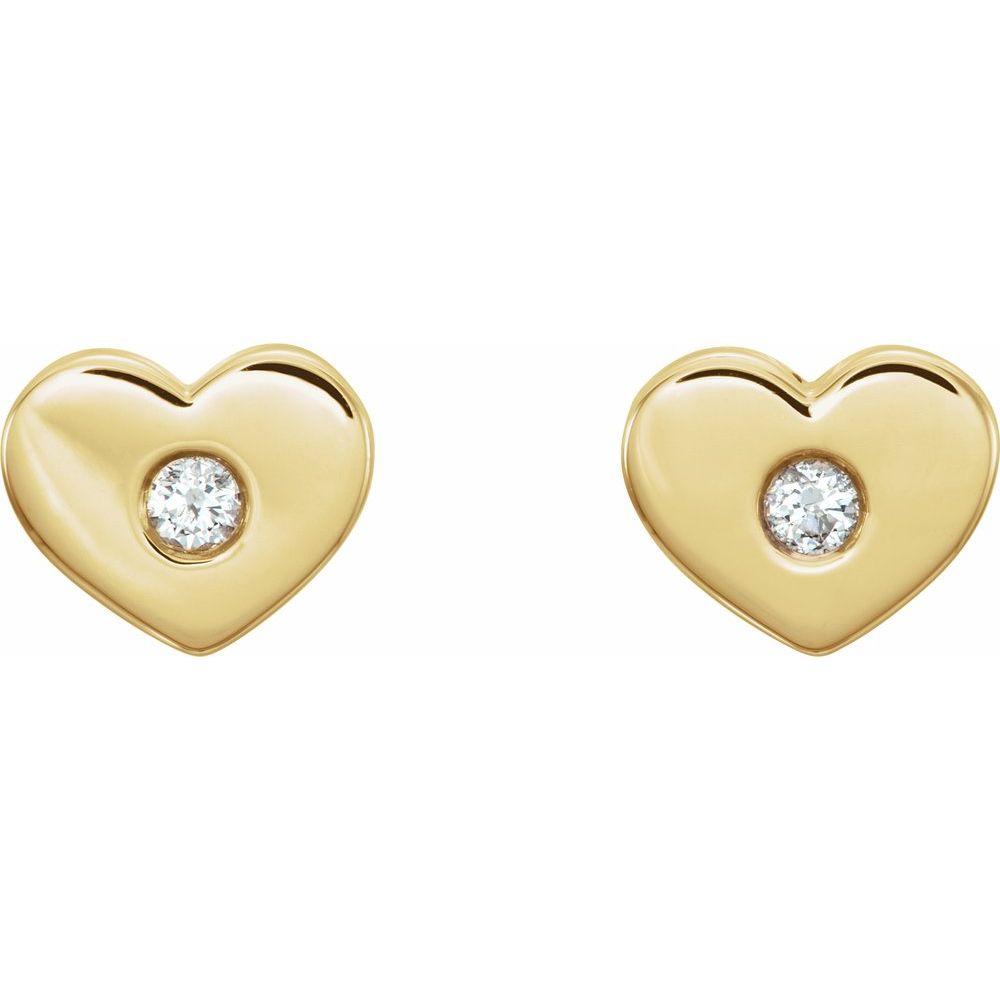 Alternate view of the 14k White, Rose or Yellow Gold &amp; Diamond Heart Post Earrings, 8 x 6mm by The Black Bow Jewelry Co.