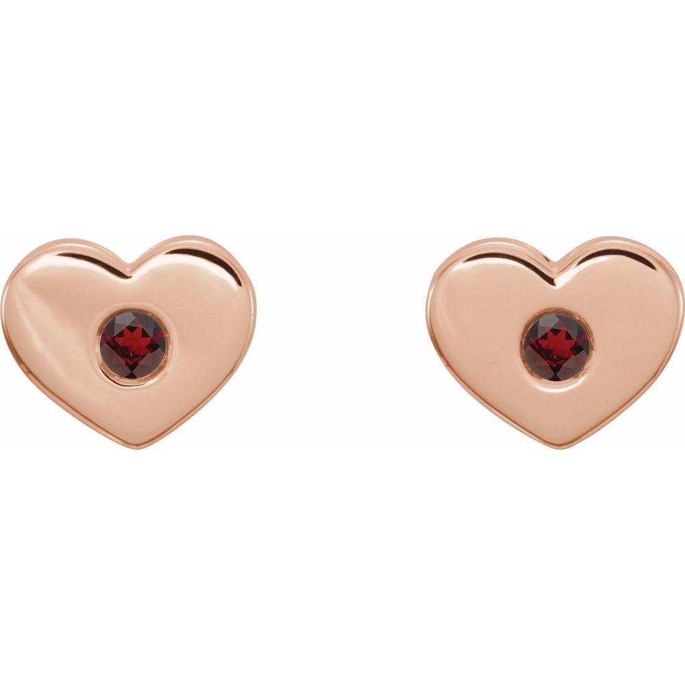 14k White, Rose or Yellow Gold Mozambique Garnet Heart Earrings, 8x6mm, Item E17674 by The Black Bow Jewelry Co.