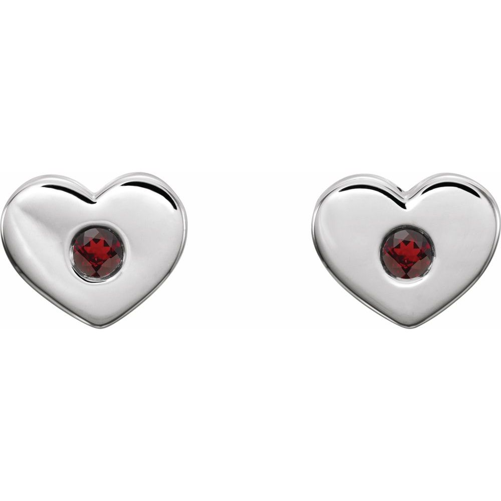 Alternate view of the 14k White, Rose or Yellow Gold Mozambique Garnet Heart Earrings, 8x6mm by The Black Bow Jewelry Co.