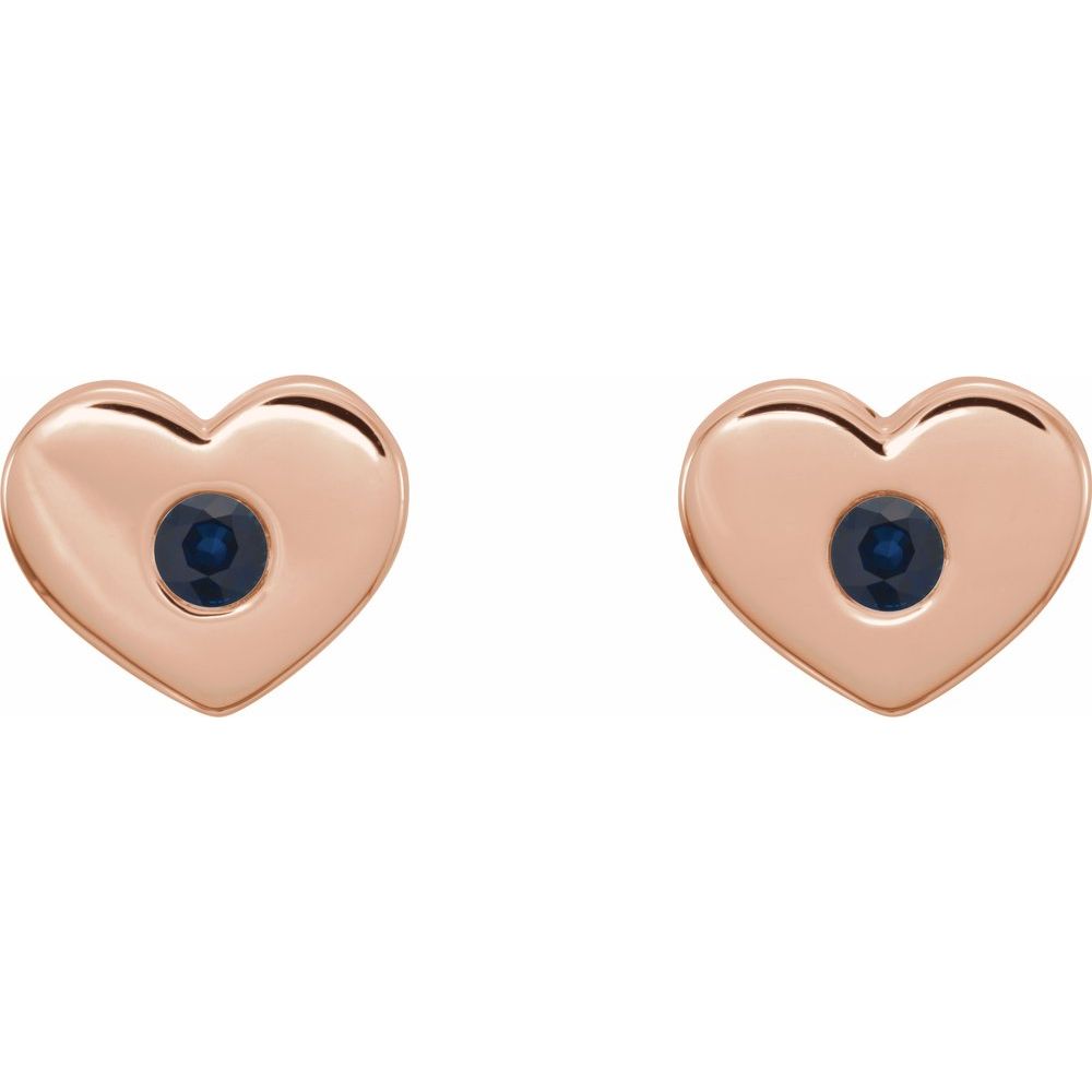 14k White, Rose or Yellow Gold Blue Sapphire Heart Earrings, 8x6mm, Item E17675 by The Black Bow Jewelry Co.
