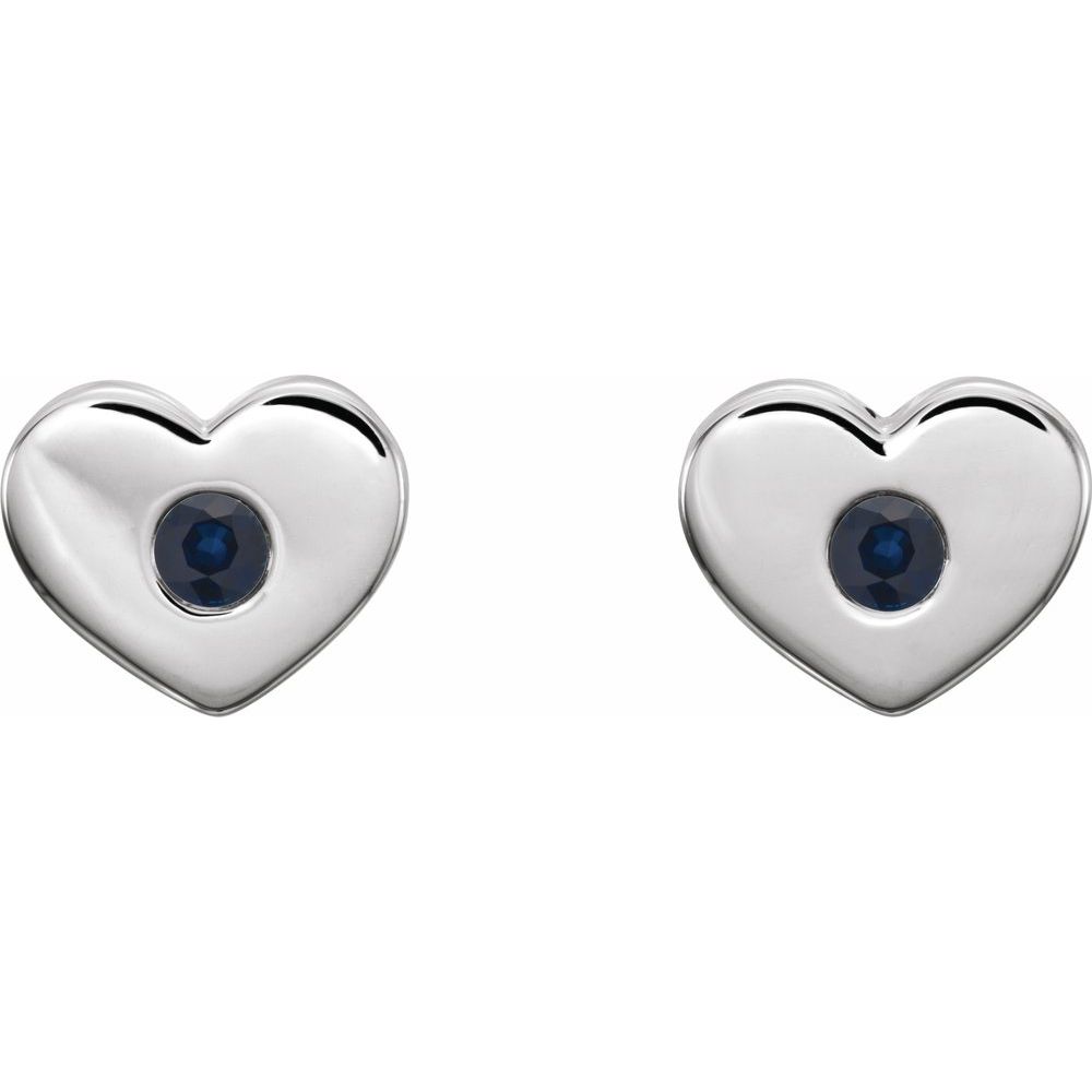 Alternate view of the 14k White, Rose or Yellow Gold Blue Sapphire Heart Earrings, 8x6mm by The Black Bow Jewelry Co.