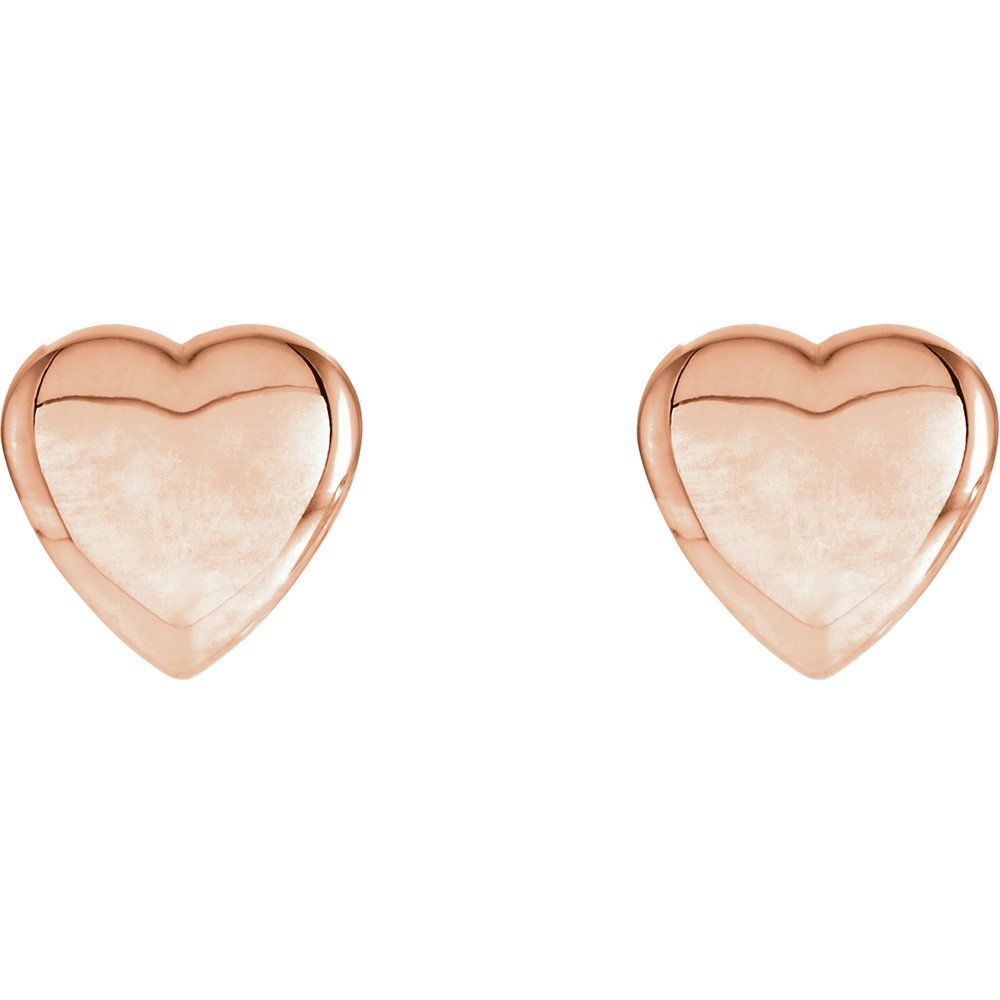 14k White, Yellow or Rose Gold Solid Heart Post Earrings, 8mm, Item E17676 by The Black Bow Jewelry Co.