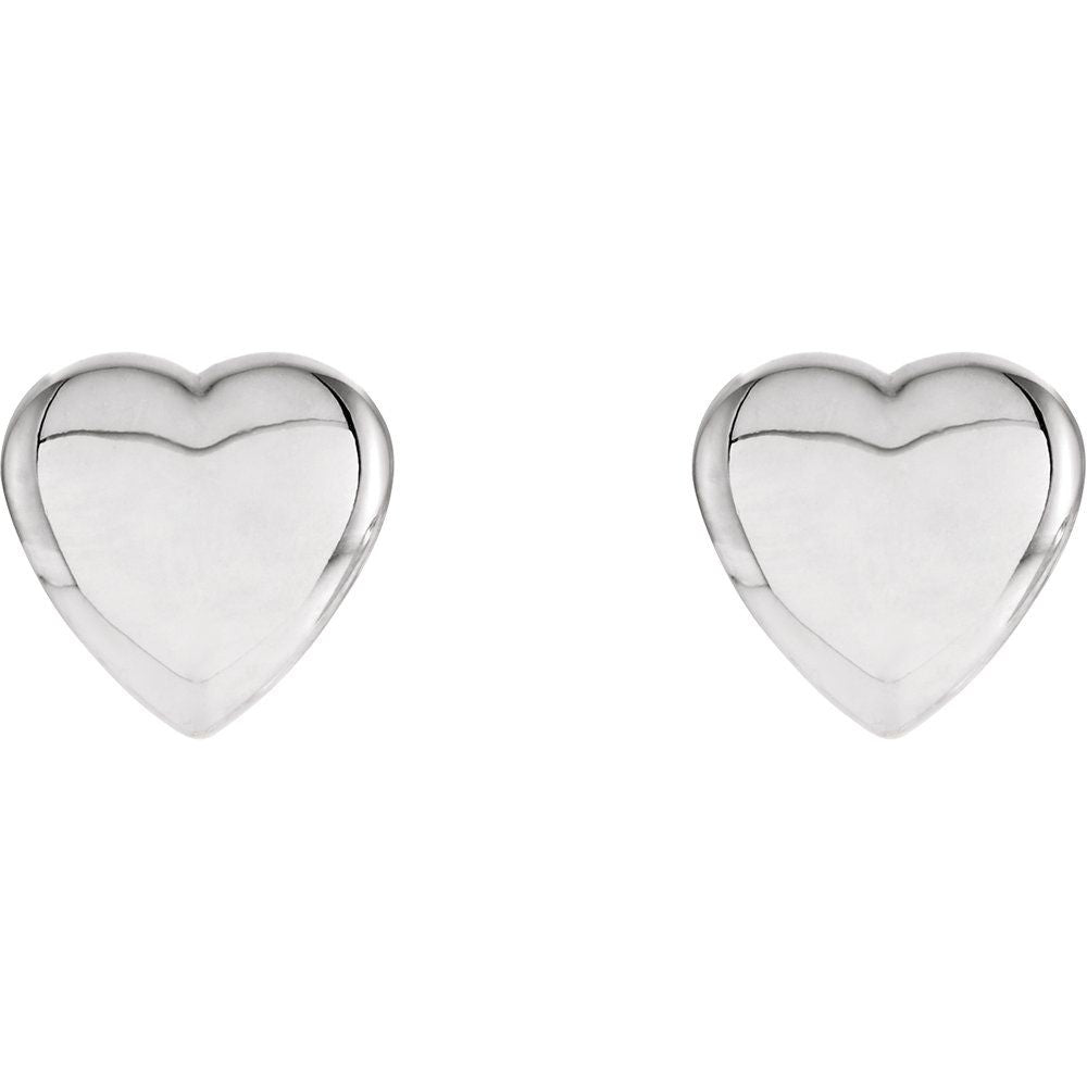 Alternate view of the 14k White, Yellow or Rose Gold Solid Heart Post Earrings, 8mm by The Black Bow Jewelry Co.