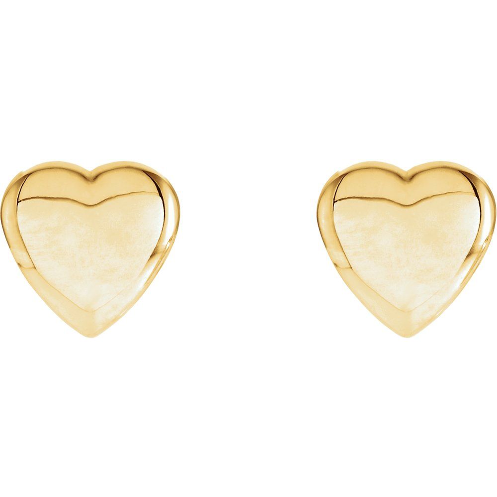 Alternate view of the 14k White, Yellow or Rose Gold Solid Heart Post Earrings, 8mm by The Black Bow Jewelry Co.