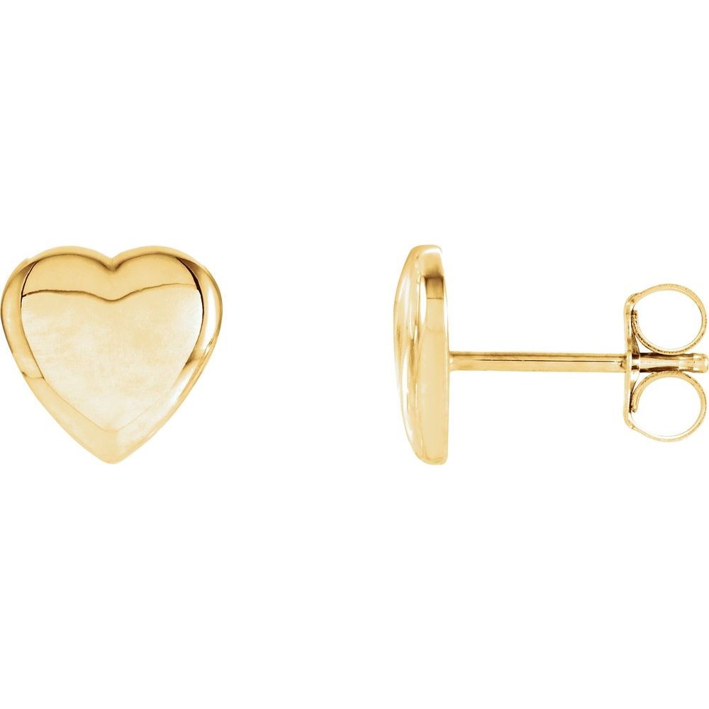 Alternate view of the 14k Yellow Gold Solid Heart Post Earrings, 8mm by The Black Bow Jewelry Co.