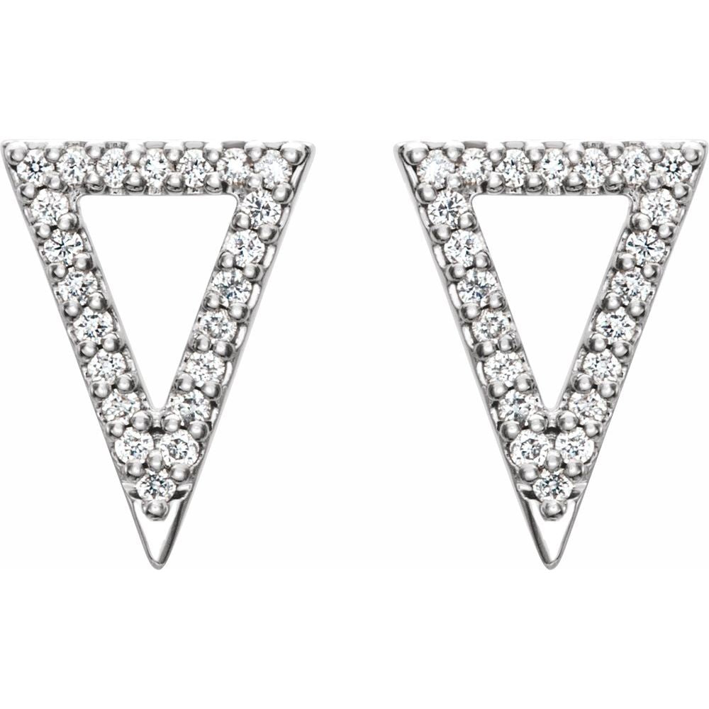14k Yellow or White Gold 1/5 Ctw Diamond Triangle Earrings, 8.5 x 12mm, Item E17677 by The Black Bow Jewelry Co.