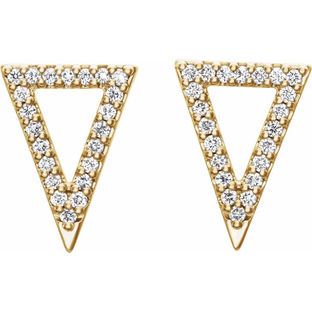 Alternate view of the 14k Yellow or White Gold 1/5 Ctw Diamond Triangle Earrings, 8.5 x 12mm by The Black Bow Jewelry Co.