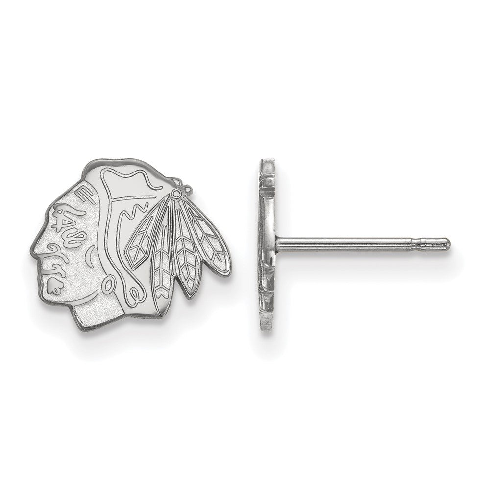 10k White Gold NHL Chicago Blackhawks XS Post Earrings, Item E17728 by The Black Bow Jewelry Co.