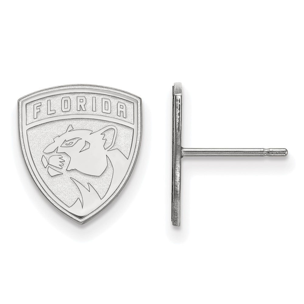 10k White Gold NHL Florida Panthers Small Post Earrings, Item E17737 by The Black Bow Jewelry Co.