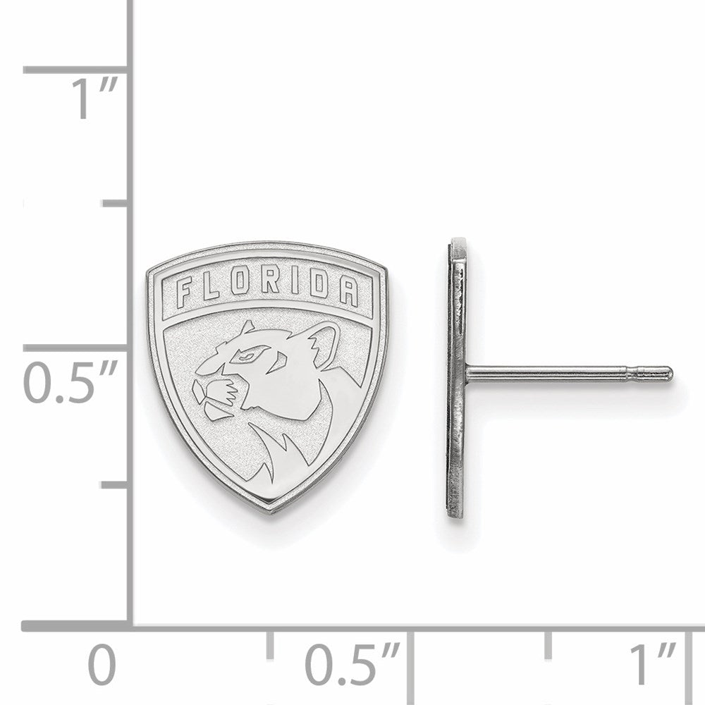 Alternate view of the 10k White Gold NHL Florida Panthers Small Post Earrings by The Black Bow Jewelry Co.