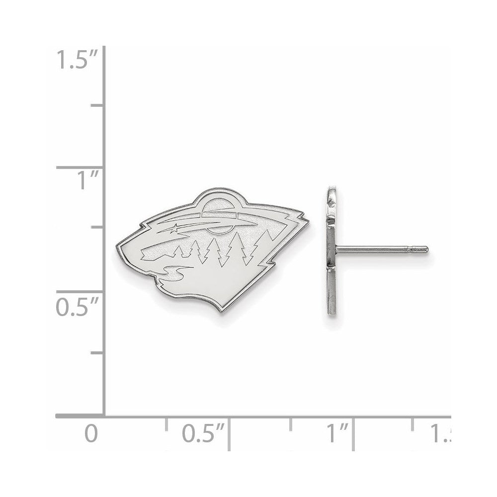 Alternate view of the 10k White Gold NHL Minnesota Wild Small Post Earrings by The Black Bow Jewelry Co.