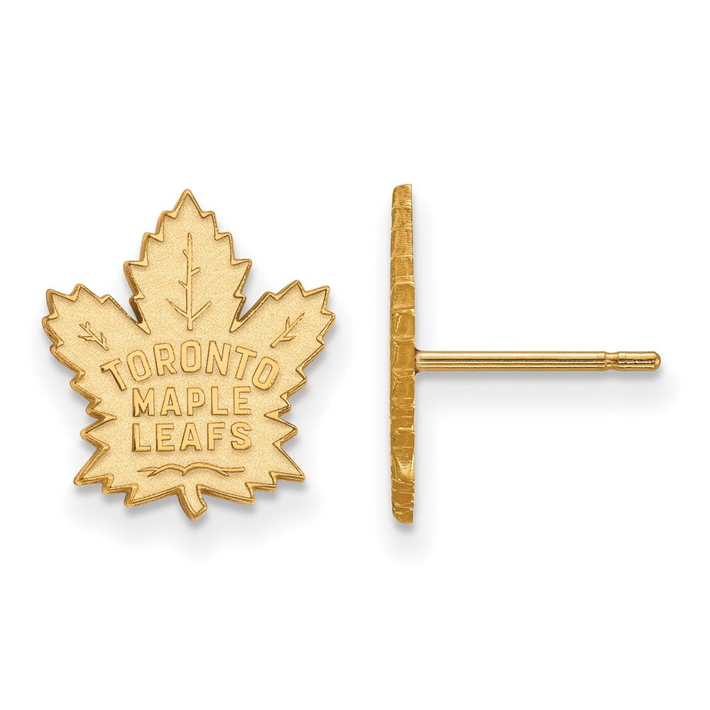 10k Yellow Gold NHL Toronto Maple Leafs Small Post Earrings, Item E17784 by The Black Bow Jewelry Co.