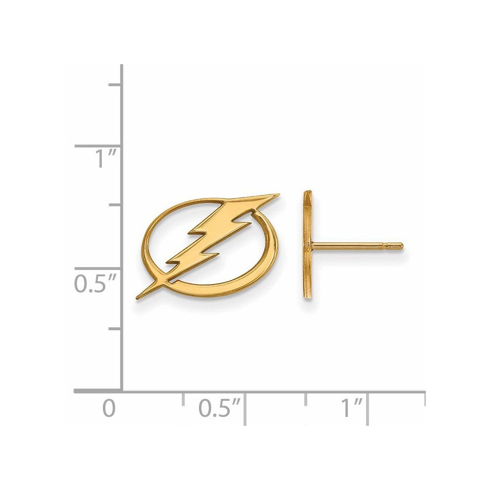 Alternate view of the 10k Yellow Gold NHL Tampa Bay Lightning Small Post Earrings by The Black Bow Jewelry Co.