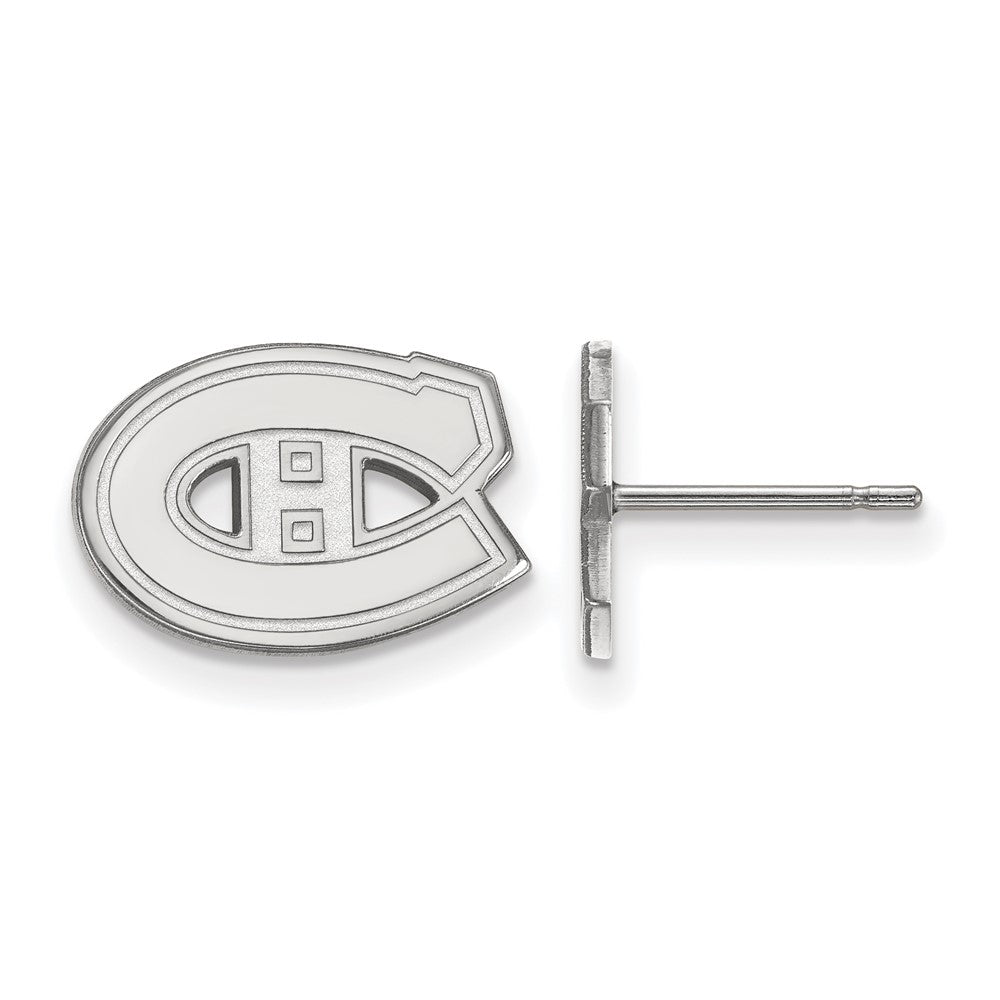 14k White Gold NHL Montreal Canadiens XS Post Earrings, Item E17798 by The Black Bow Jewelry Co.