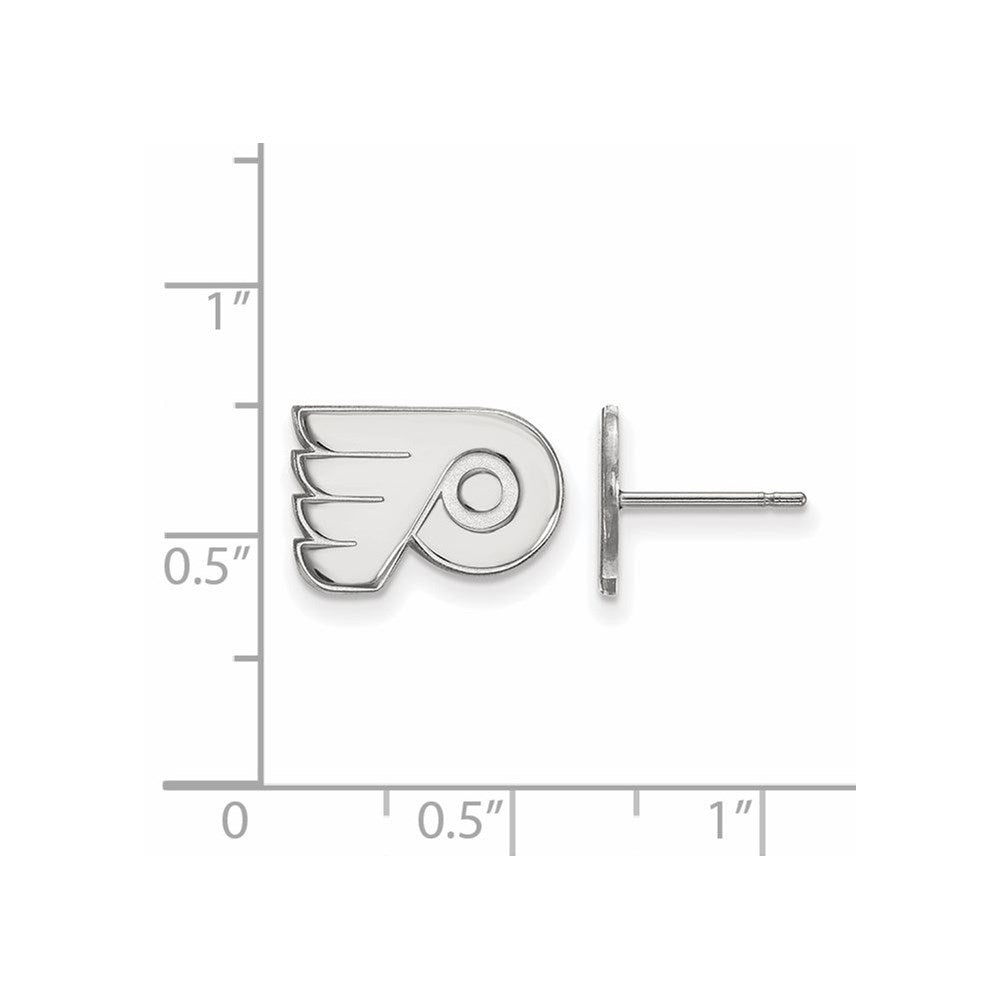Alternate view of the 14k White Gold NHL Philadelphia Flyers XS Post Earrings by The Black Bow Jewelry Co.