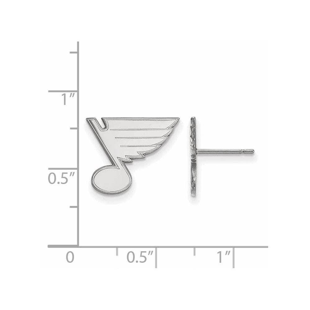 Alternate view of the 14k White Gold NHL St. Louis Blues Small Post Earrings by The Black Bow Jewelry Co.
