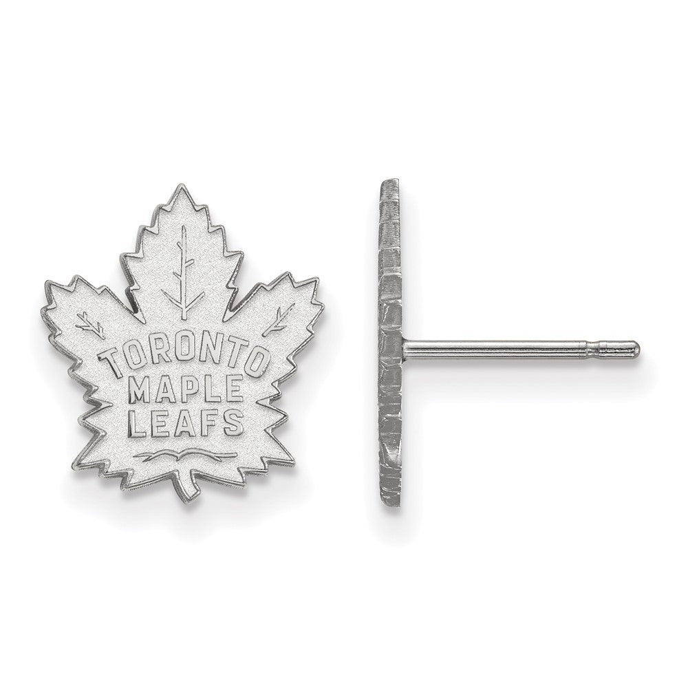 14k White Gold NHL Toronto Maple Leafs Small Post Earrings, Item E17824 by The Black Bow Jewelry Co.