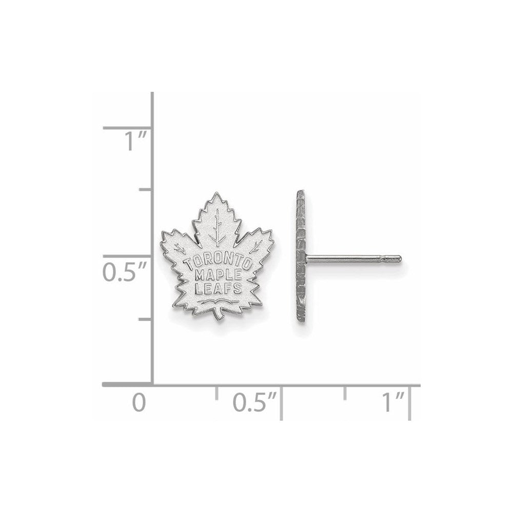 Alternate view of the 14k White Gold NHL Toronto Maple Leafs Small Post Earrings by The Black Bow Jewelry Co.