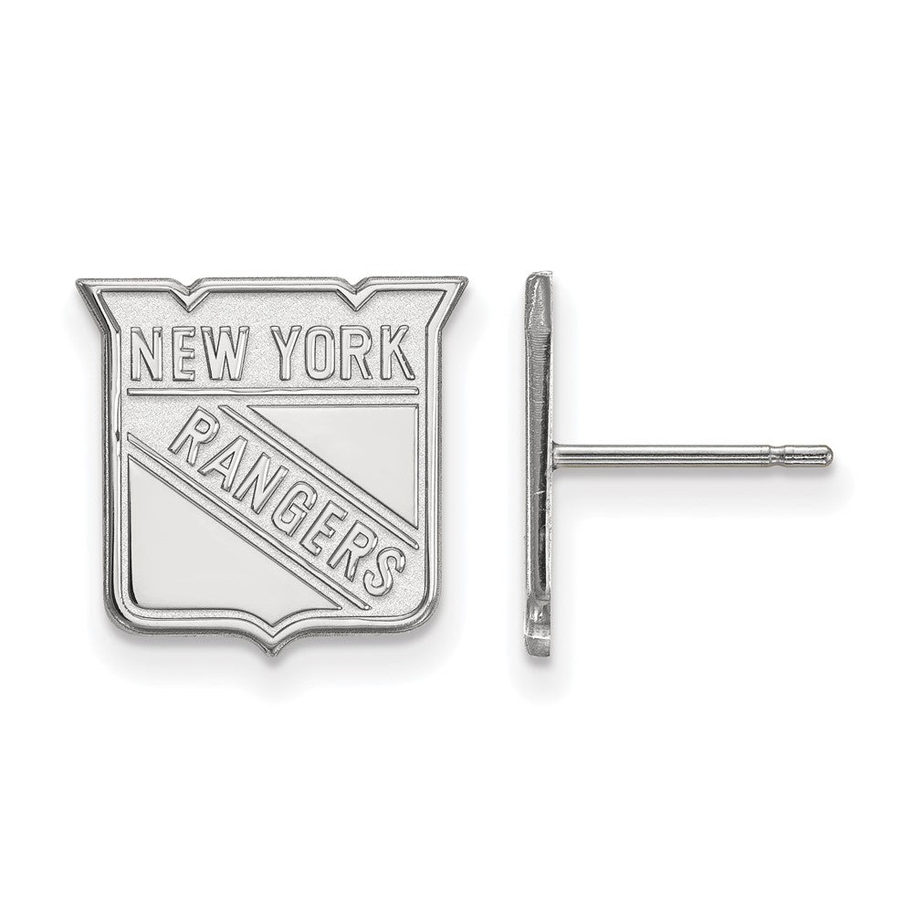 14k White Gold NHL New York Rangers Small Post Earrings, Item E17825 by The Black Bow Jewelry Co.
