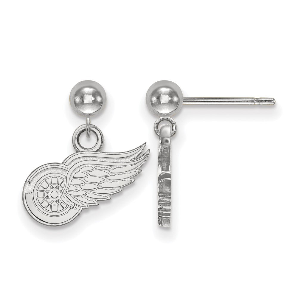 14k White Gold NHL Detroit Red Wings XS Ball Dangle Post Earrings, Item E17839 by The Black Bow Jewelry Co.