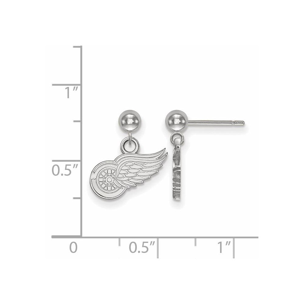Alternate view of the 14k White Gold NHL Detroit Red Wings XS Ball Dangle Post Earrings by The Black Bow Jewelry Co.