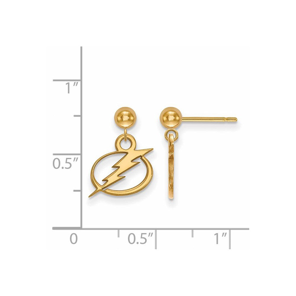 Alternate view of the 14k Yellow Gold NHL Tampa Bay Lightning XS Ball Dangle Post Earrings by The Black Bow Jewelry Co.