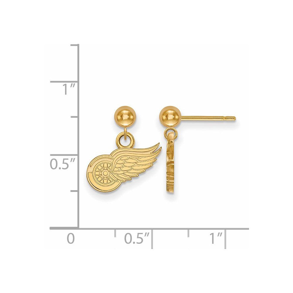Alternate view of the 14k Yellow Gold NHL Detroit Red Wings XS Ball Dangle Post Earrings by The Black Bow Jewelry Co.