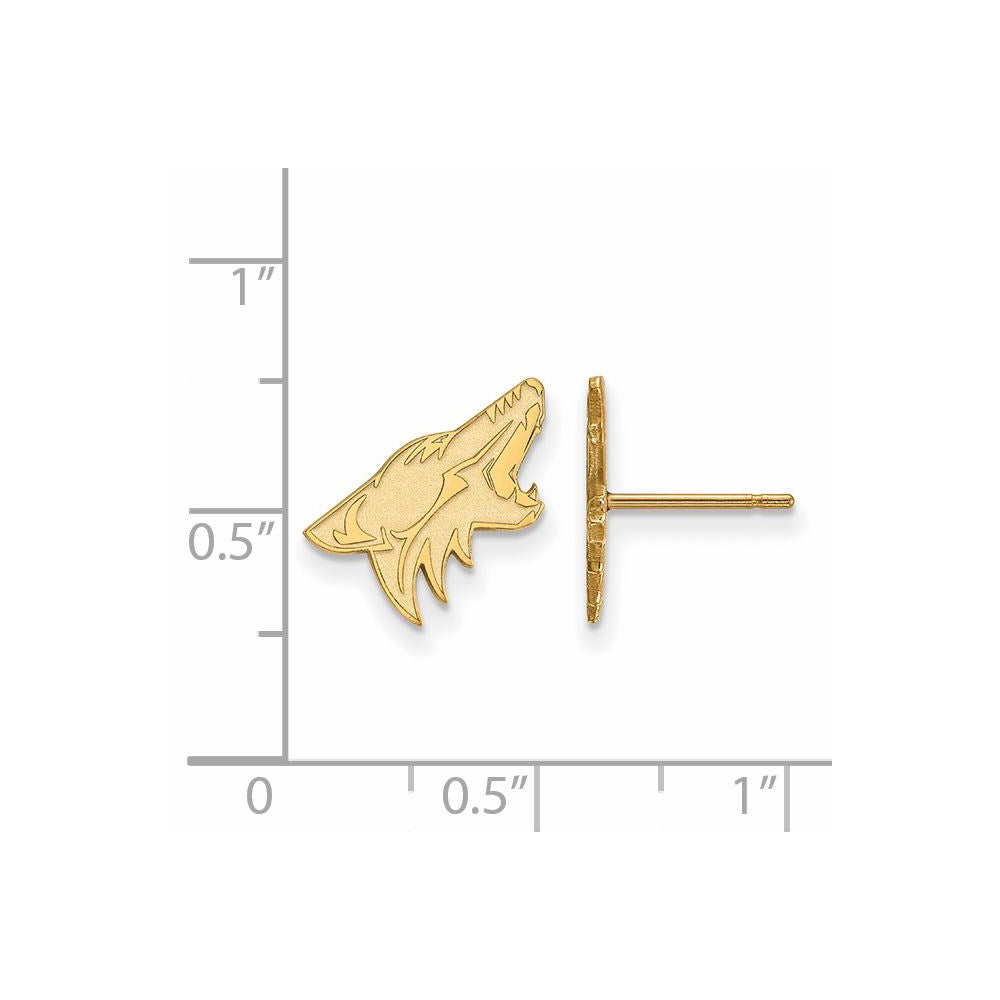 Alternate view of the SS 14k Yellow Gold Plated NHL Arizona Coyotes Small Post Earrings by The Black Bow Jewelry Co.