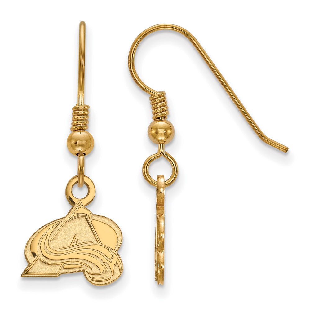 SS 14k Yellow Gold Plated NHL Colorado Avalanche XS Dangle Earrings, Item E17907 by The Black Bow Jewelry Co.