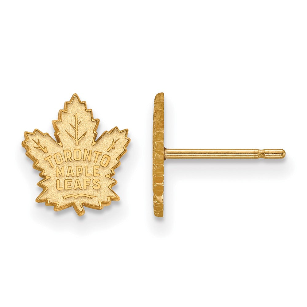 SS 14k Yellow Gold Plated NHL Toronto Maple Leafs XS Post Earrings, Item E17947 by The Black Bow Jewelry Co.