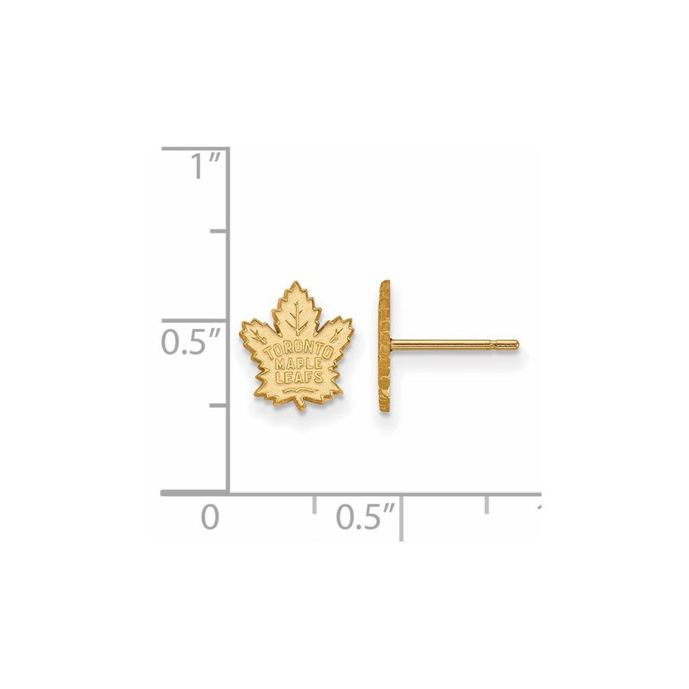 Alternate view of the SS 14k Yellow Gold Plated NHL Toronto Maple Leafs XS Post Earrings by The Black Bow Jewelry Co.