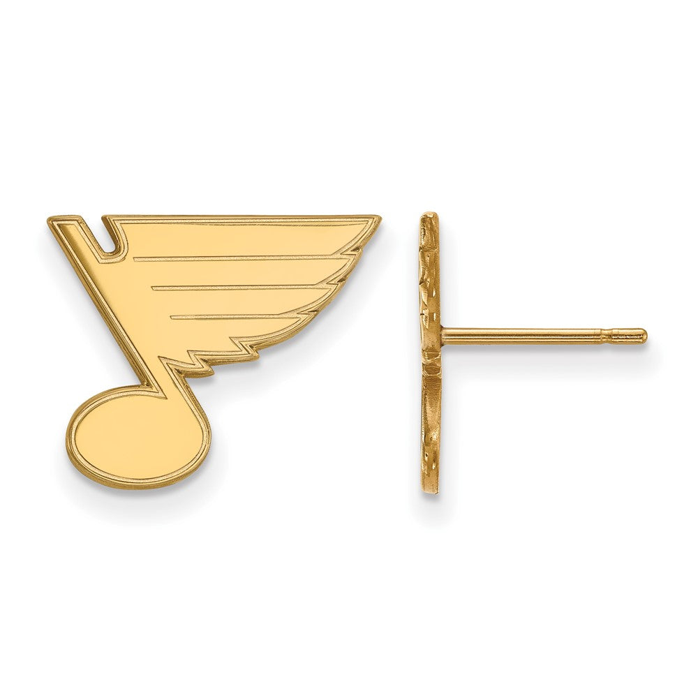 SS 14k Yellow Gold Plated NHL St. Louis Blues Small Post Earrings, Item E17966 by The Black Bow Jewelry Co.