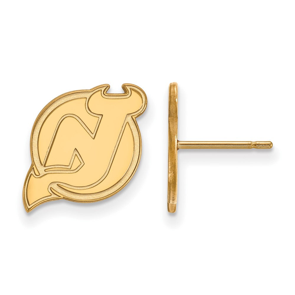 SS 14k Yellow Gold Plated NHL New Jersey Devils Small Post Earrings, Item E17967 by The Black Bow Jewelry Co.