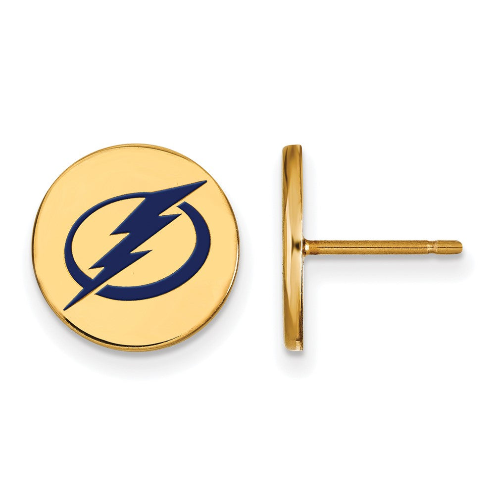 SS 14k Yellow Gold Plated NHL Tampa Lightning SM Enamel Post Earrings, Item E17988 by The Black Bow Jewelry Co.