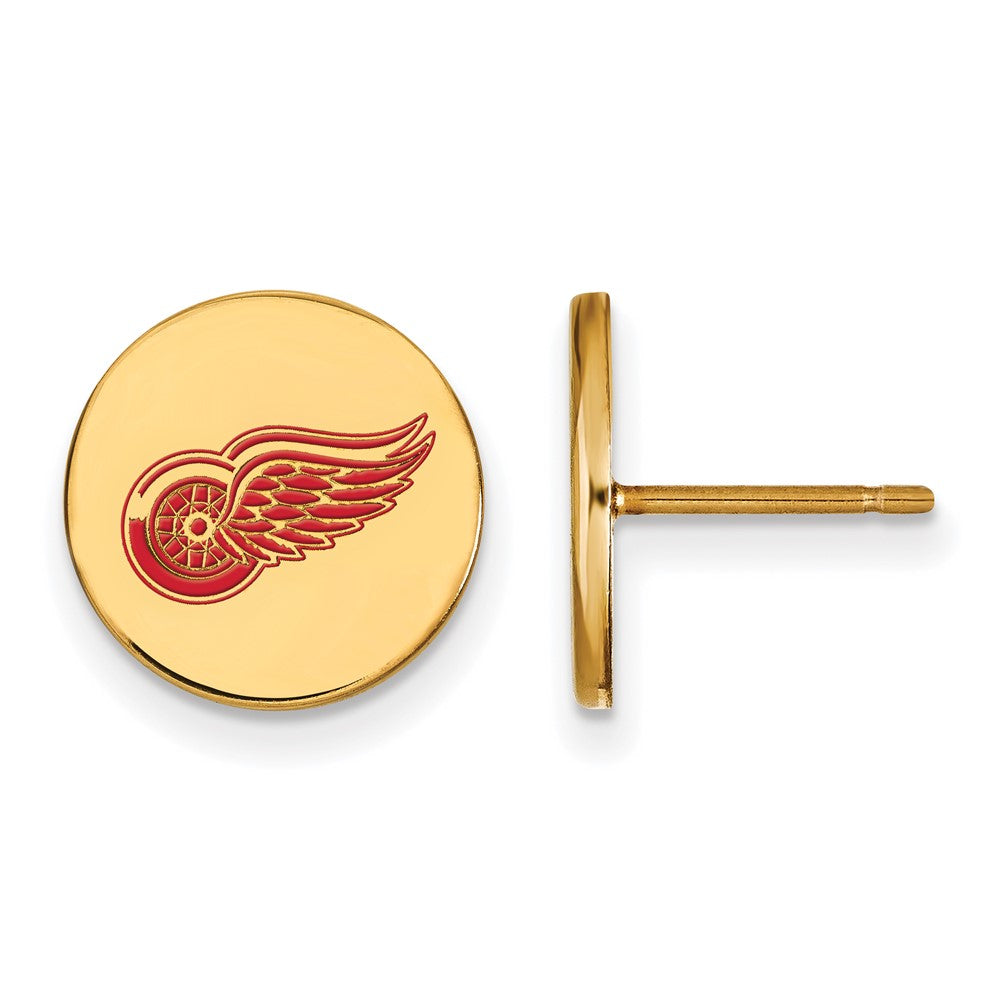 SS 14k Yellow Gold Plated NHL Red Wings SM Enamel Post Earrings, Item E17989 by The Black Bow Jewelry Co.