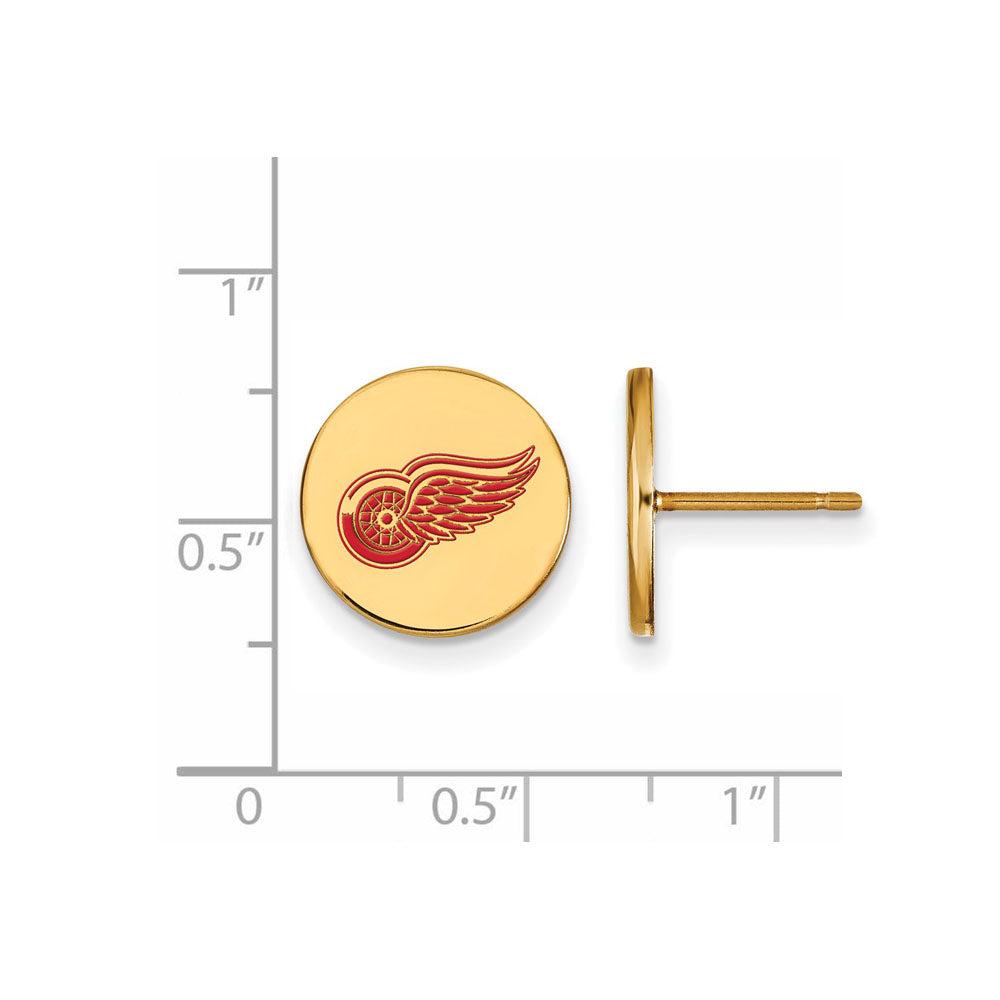 Alternate view of the SS 14k Yellow Gold Plated NHL Red Wings SM Enamel Post Earrings by The Black Bow Jewelry Co.