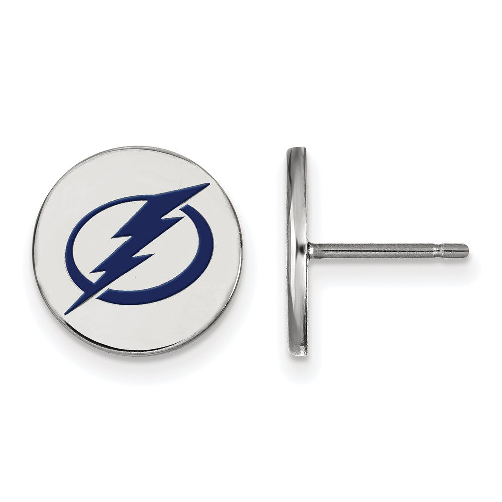 Sterling Silver NHL Lightning SM Enamel Disc Post Earrings, Item E18039 by The Black Bow Jewelry Co.