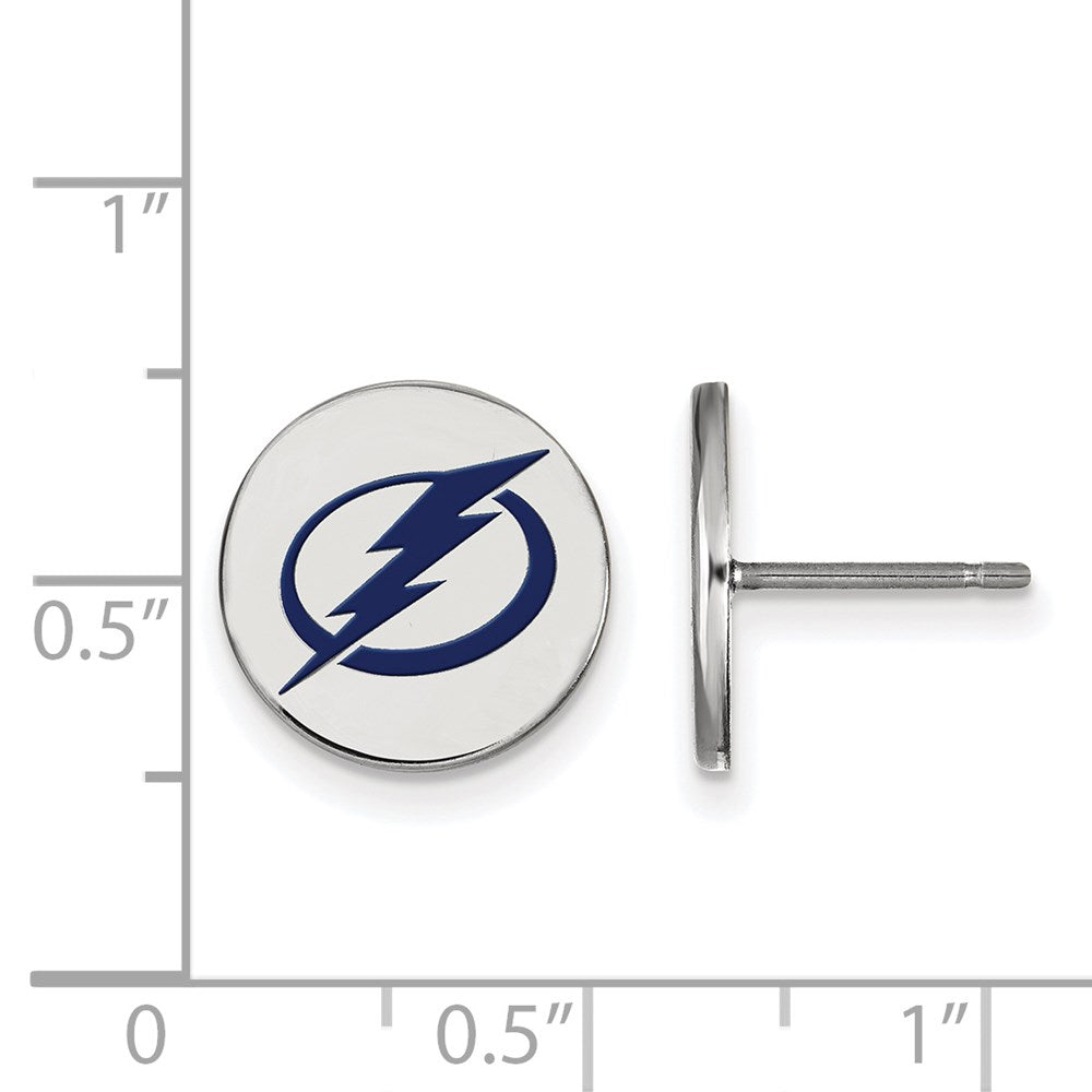 Alternate view of the Sterling Silver NHL Lightning SM Enamel Disc Post Earrings by The Black Bow Jewelry Co.