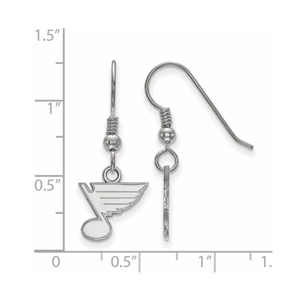 Alternate view of the Sterling Silver NHL St. Louis Blues XS Dangle Earrings by The Black Bow Jewelry Co.