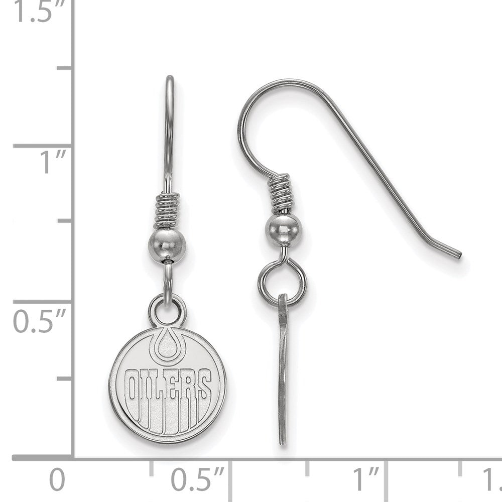 Alternate view of the Sterling Silver NHL Edmonton Oilers XS Dangle Earrings by The Black Bow Jewelry Co.