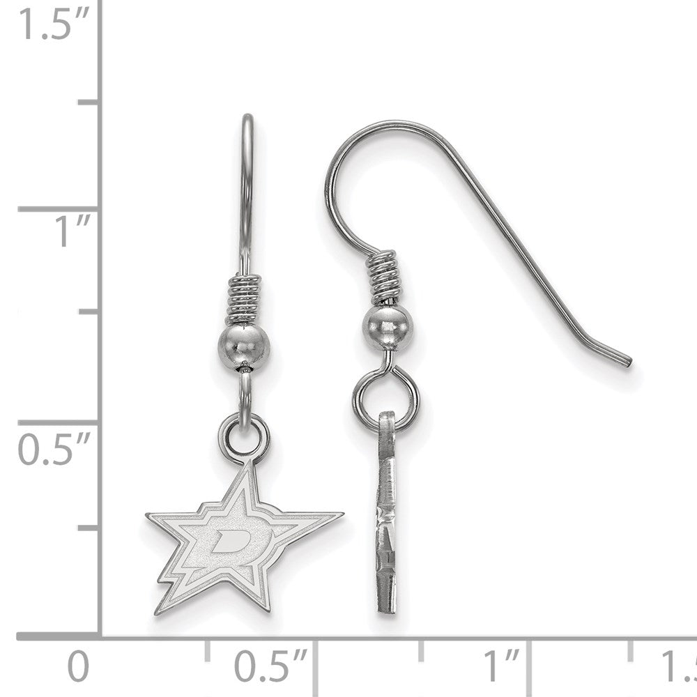 Alternate view of the Sterling Silver NHL Dallas Stars XS Dangle Earrings by The Black Bow Jewelry Co.