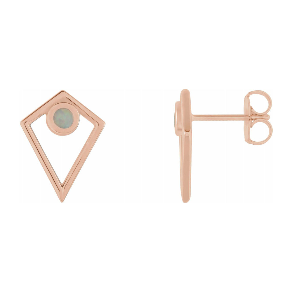 14K Rose Gold Opal or Onyx Cabochon Pyramid Post Earrings, 11 x 14mm, Item E18482 by The Black Bow Jewelry Co.