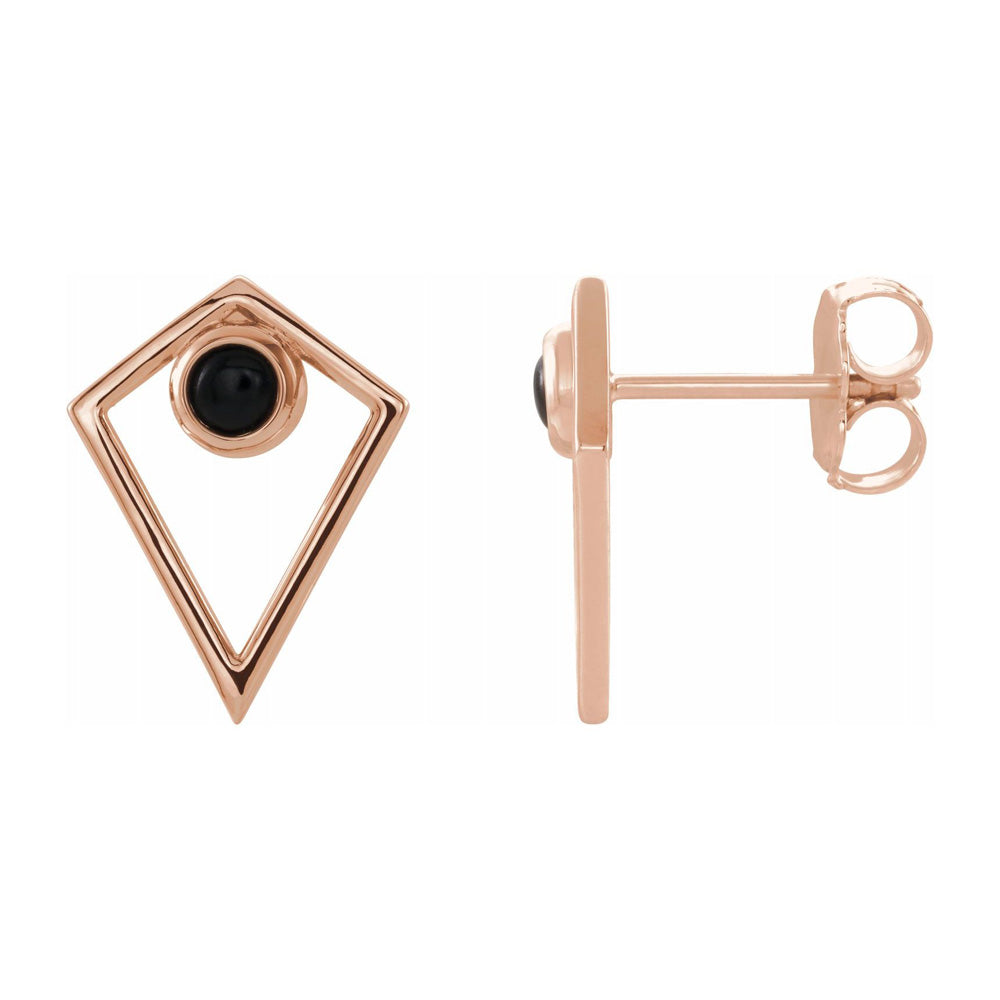 Alternate view of the 14K Rose Gold Opal or Onyx Cabochon Pyramid Post Earrings, 11 x 14mm by The Black Bow Jewelry Co.