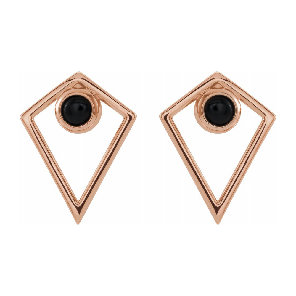 Alternate view of the 14K Rose Gold Onyx Cabochon Pyramid Post Earrings, 11 x 14mm by The Black Bow Jewelry Co.