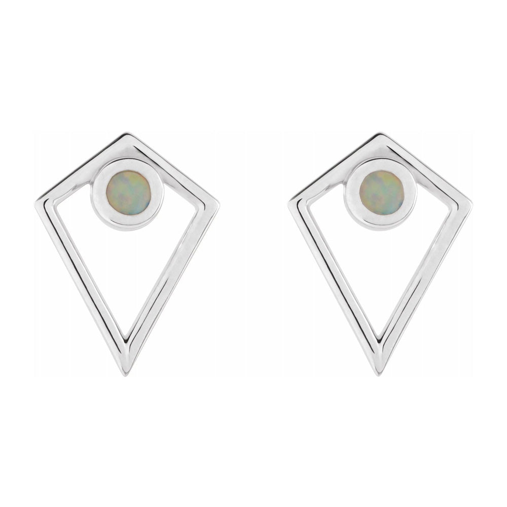 14K White Gold Onyx or Opal Cabochon Pyramid Post Earrings, 11 x 14mm, Item E18483 by The Black Bow Jewelry Co.