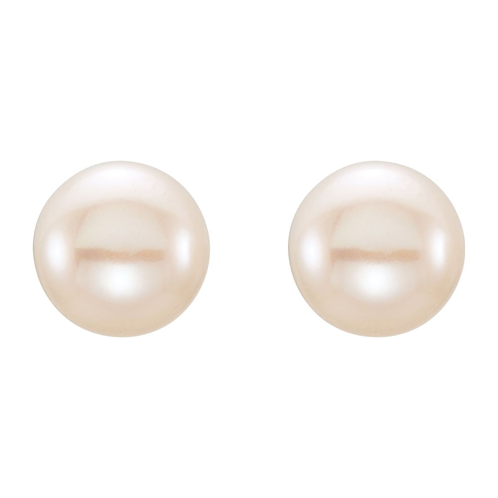 Alternate view of the 14K Yellow Gold 6-7 mm White Freshwater Cultured Pearl Stud Earrings by The Black Bow Jewelry Co.