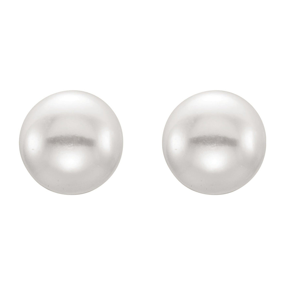 Alternate view of the 14K Yellow Gold 7-8 mm White Freshwater Cultured Pearl Stud Earrings by The Black Bow Jewelry Co.