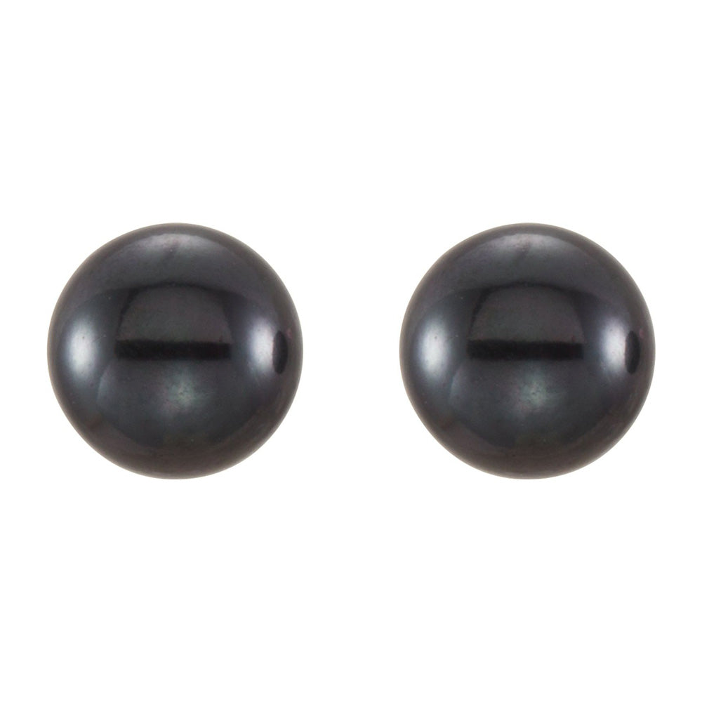 Alternate view of the 14K Yellow Gold Black Freshwater Cultured Pearl Stud Earrings by The Black Bow Jewelry Co.