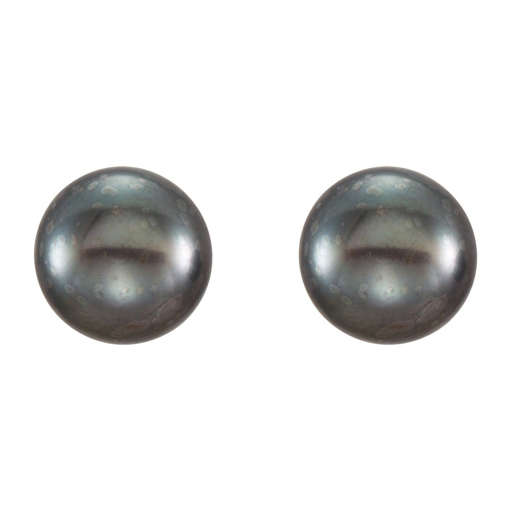 Alternate view of the 14K Yellow Gold 6-7 mm Black Freshwater Cultured Pearl Stud Earrings by The Black Bow Jewelry Co.