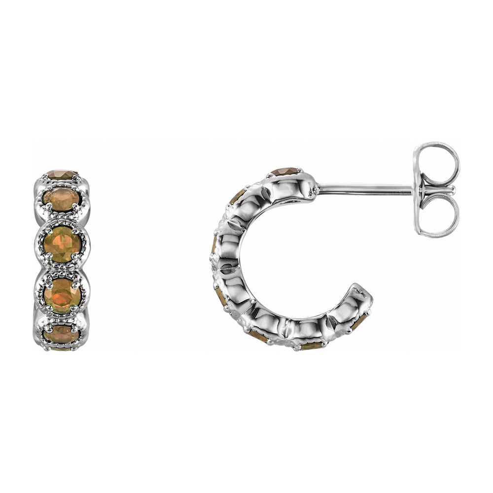14K White Gold Citrine Small J Hoop Earrings, 4 x 12mm, Item E18491-CI by The Black Bow Jewelry Co.